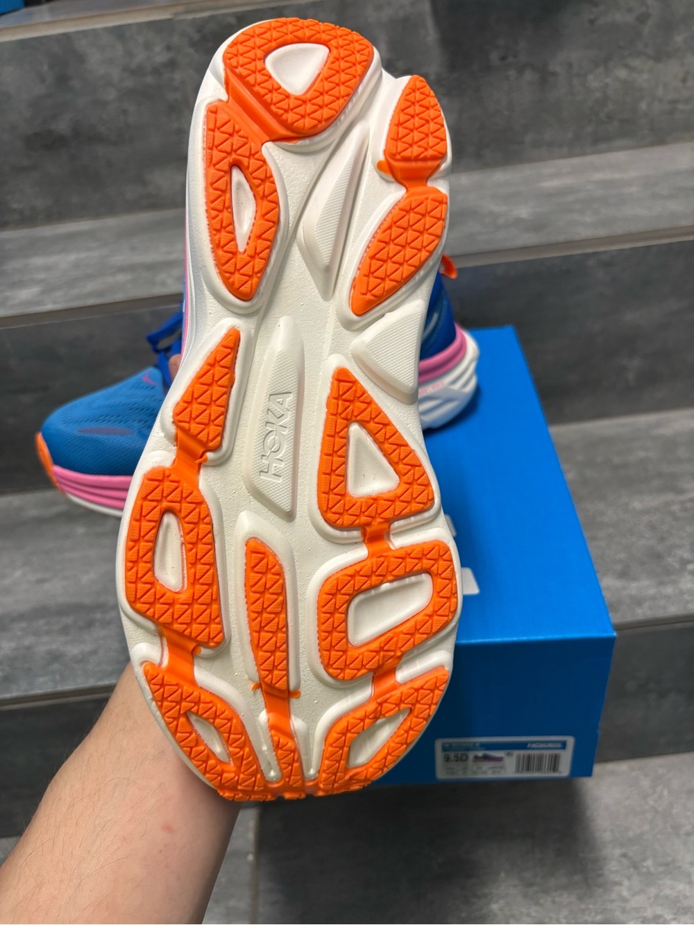 Hoka One One MEN Shoes Bondi 8 CSAA 1127952 Blue/Pink Gym Workout Size 9.5D - Picture 5 of 6